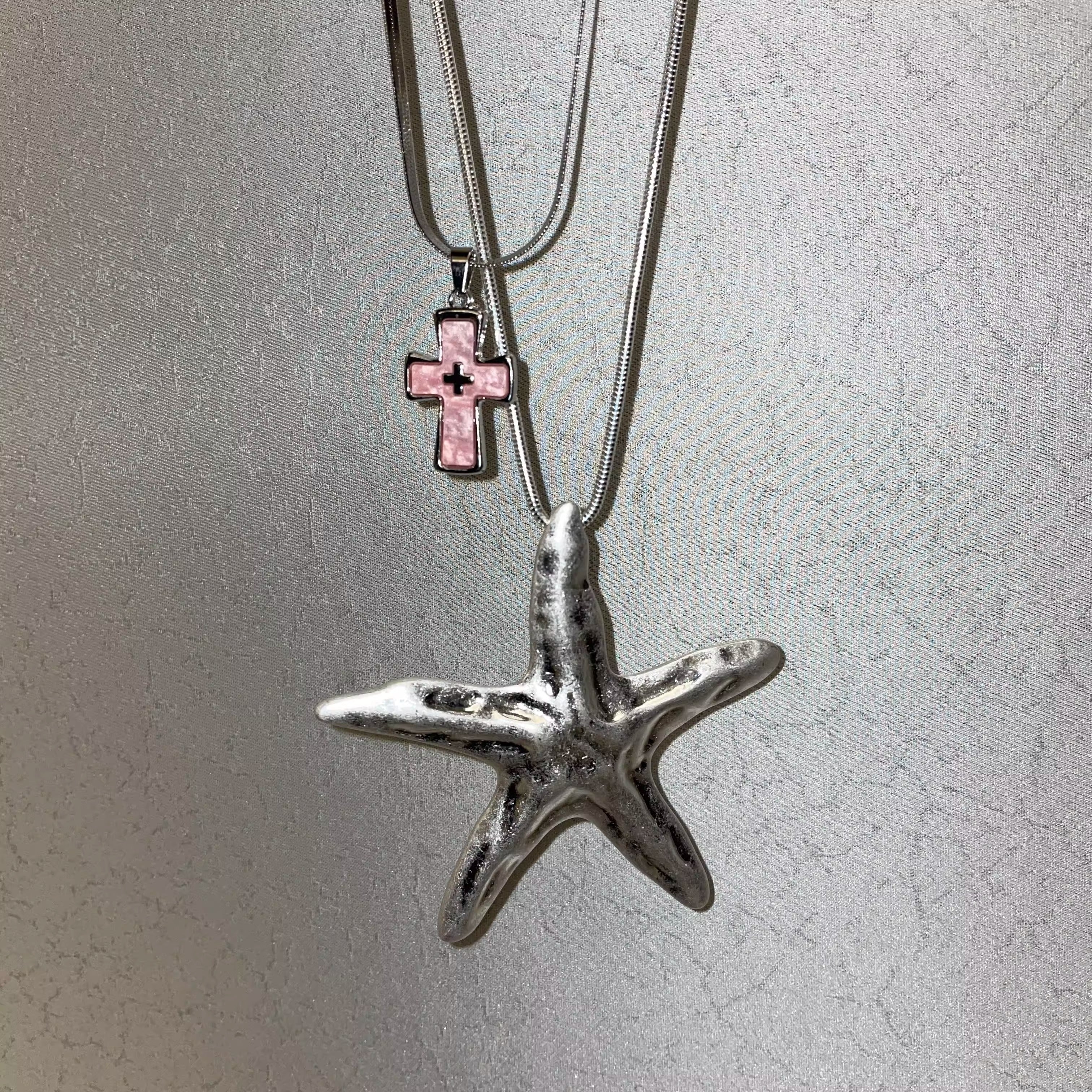 Stainless Steel Cross Punk Snake Chain Subculture Necklace
 [ID:0041AC]
