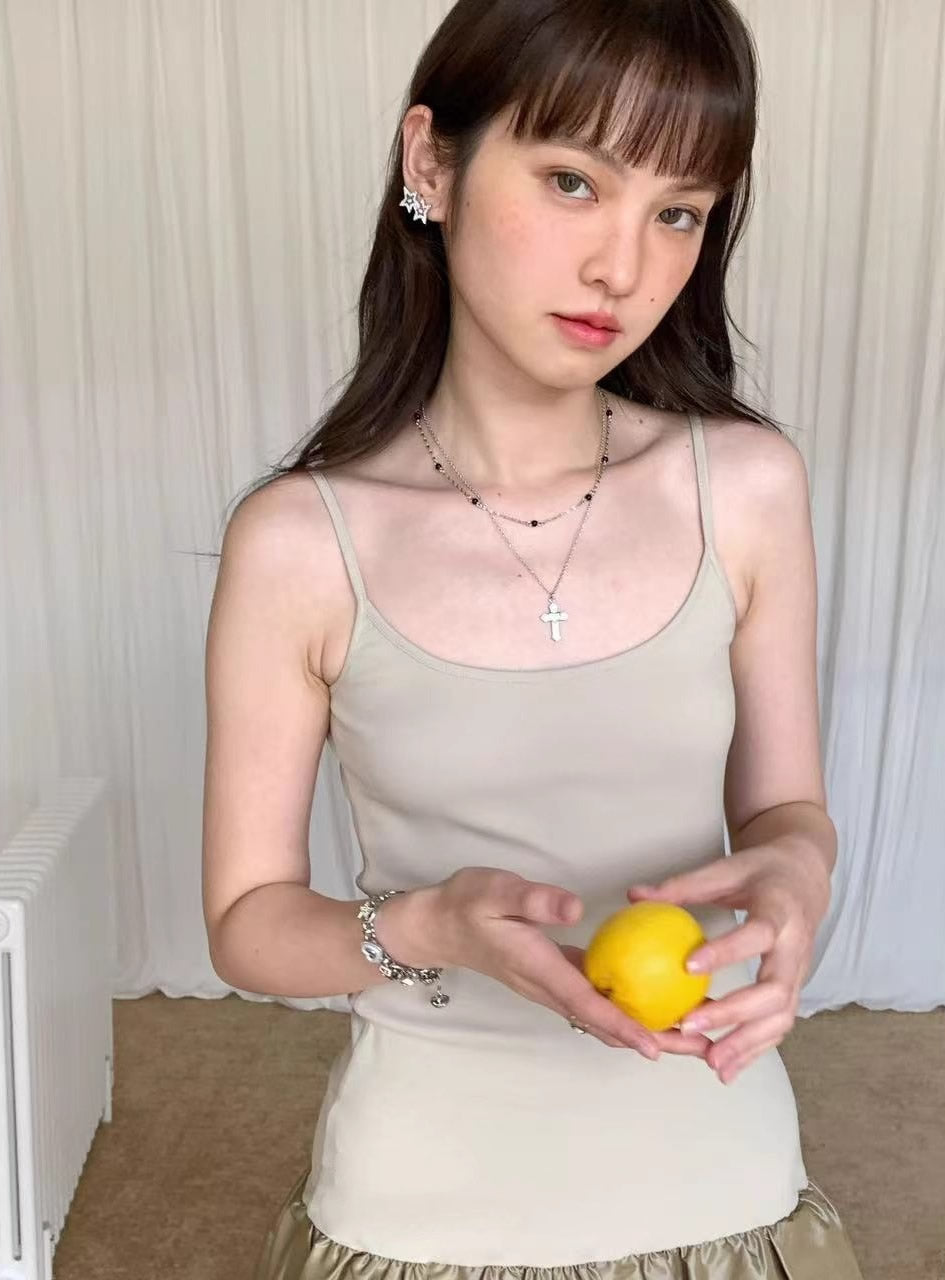 Cross Meteor Pearl Double Layer Choker Necklace
 [ID:0044AC]