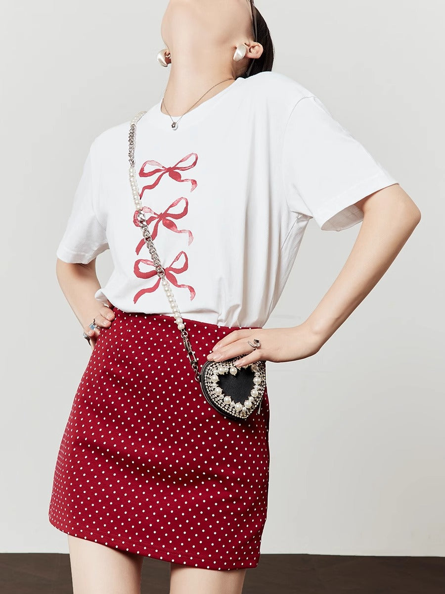 Zhouliwu Round Neck Loose Fit Graphic Cotton T-Shirt
 [ID:0046TO]