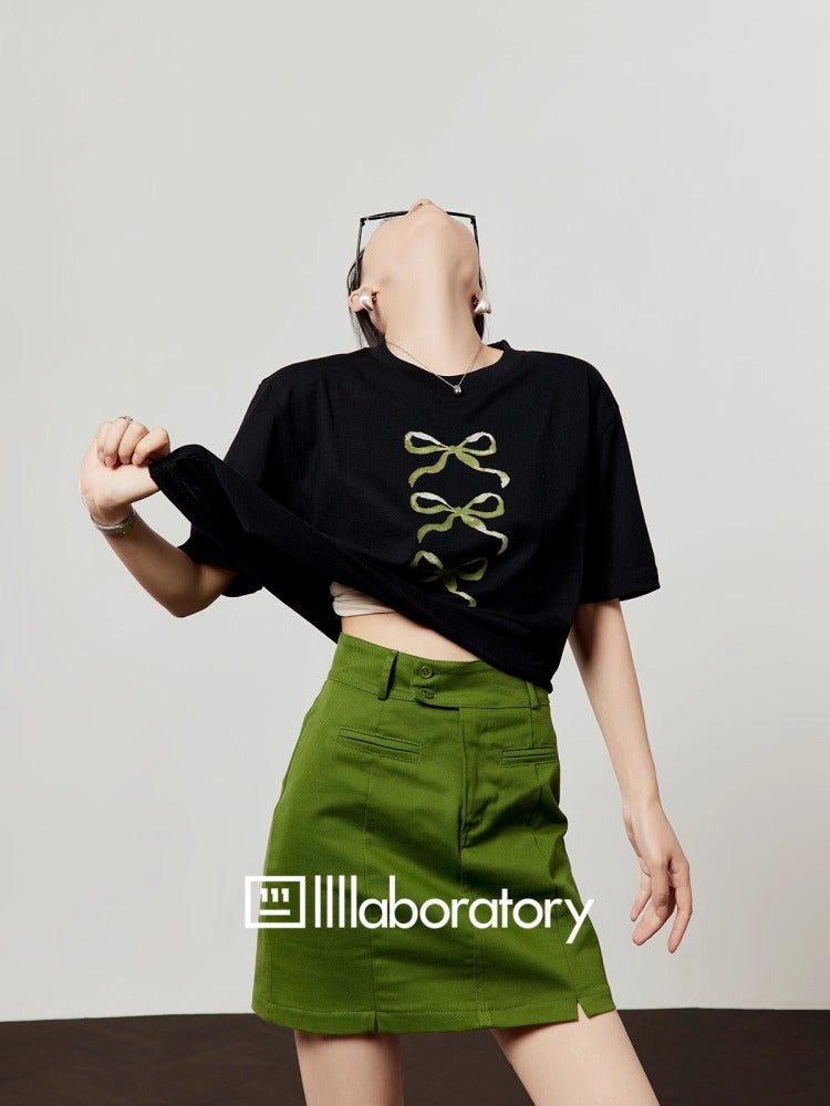 Zhouliwu Round Neck Loose Fit Graphic Cotton T-Shirt
 [ID:0046TO]