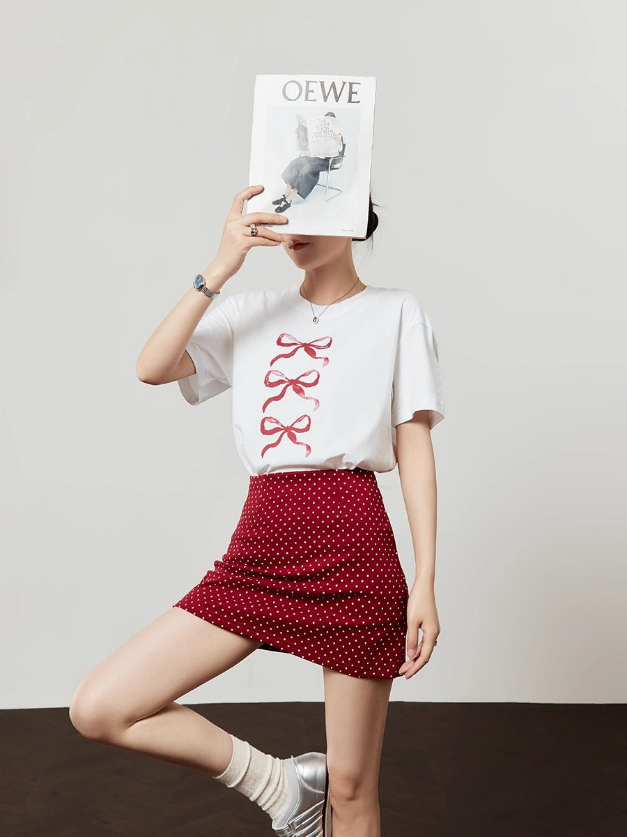 Zhouliwu Round Neck Loose Fit Graphic Cotton T-Shirt
 [ID:0046TO]
