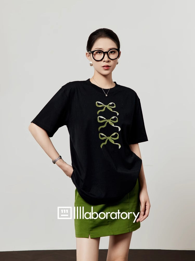 Zhouliwu Round Neck Loose Fit Graphic Cotton T-Shirt
 [ID:0046TO]