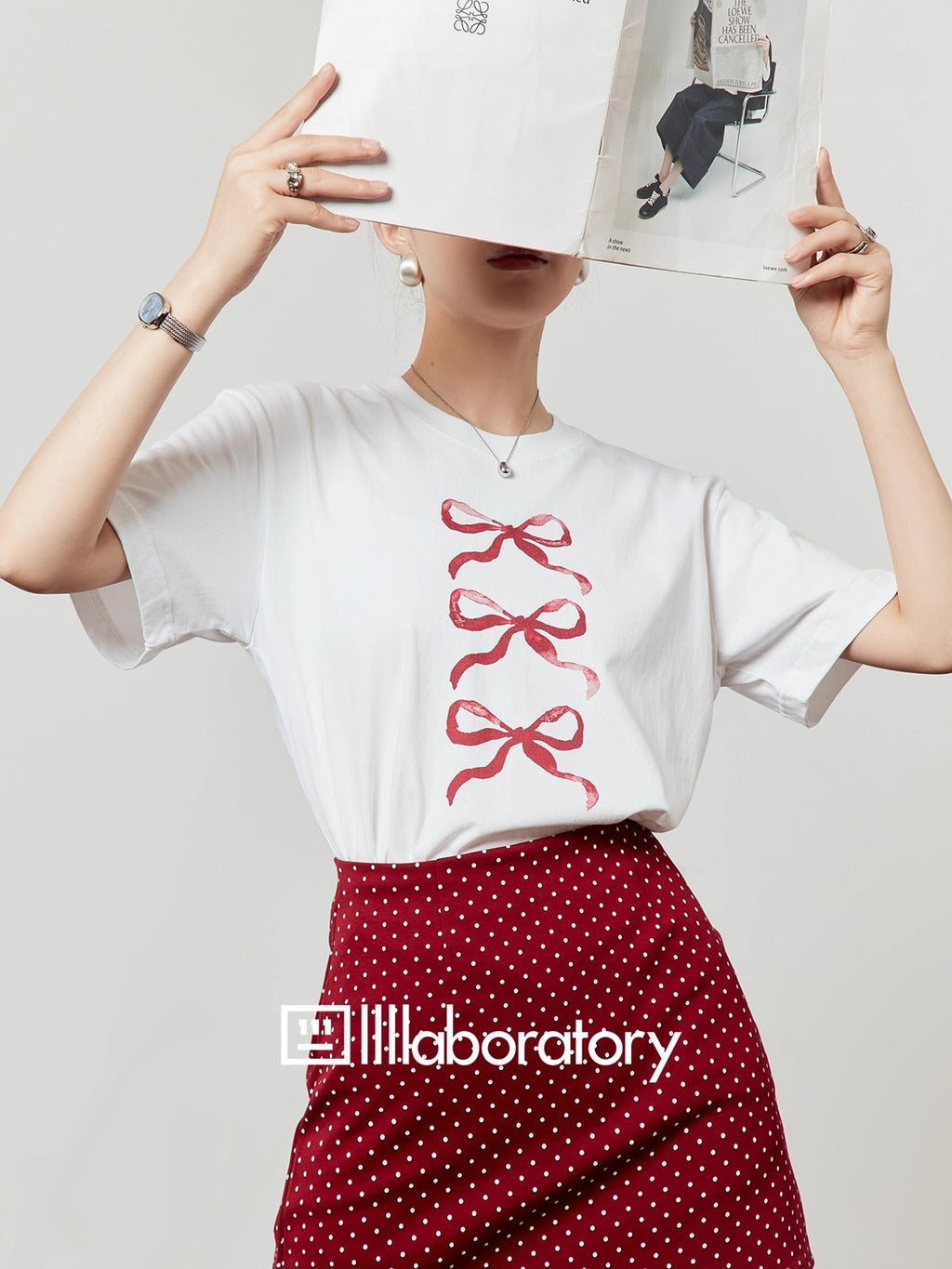 Zhouliwu Round Neck Loose Fit Graphic Cotton T-Shirt
 [ID:0046TO]