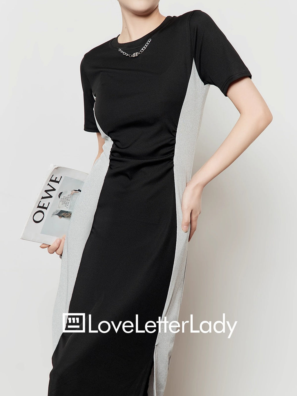 Artistic Color Block Waist T-Shirt Style Elegant Summer Dress
 [ID:0048OP]