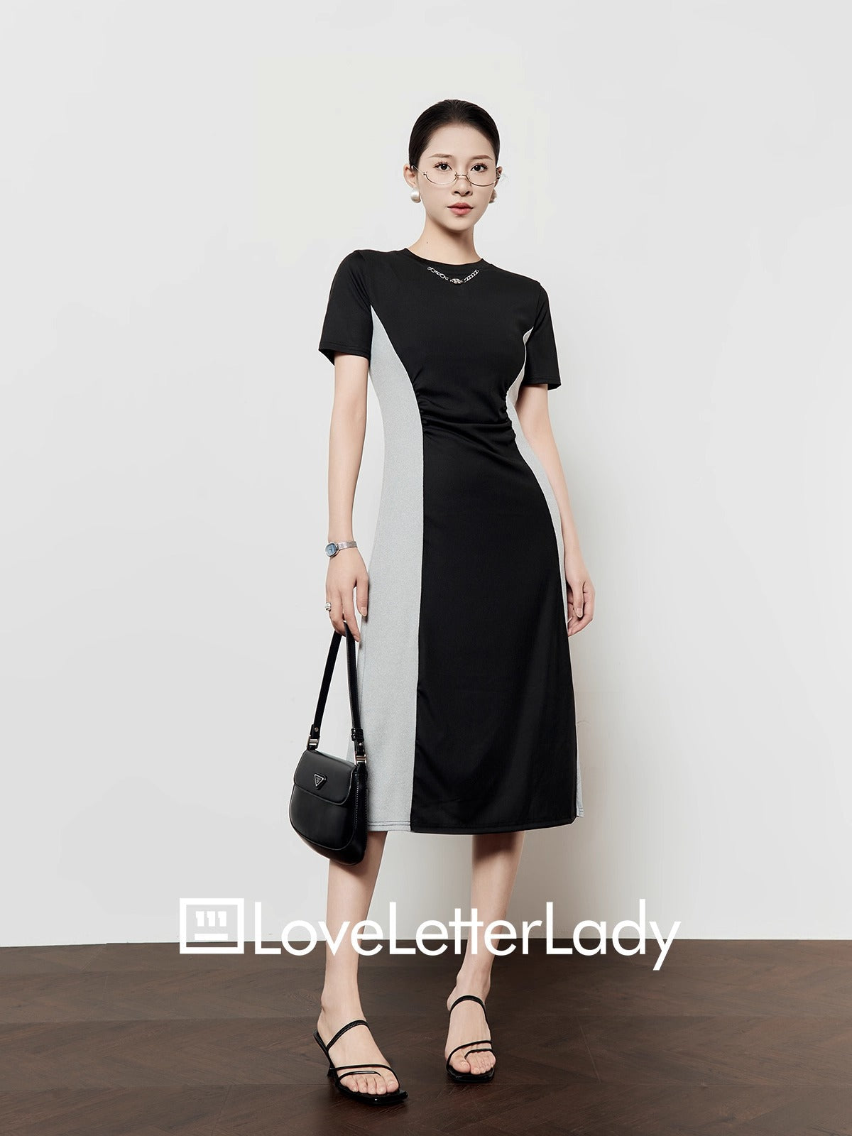 Artistic Color Block Waist T-Shirt Style Elegant Summer Dress
 [ID:0048OP]
