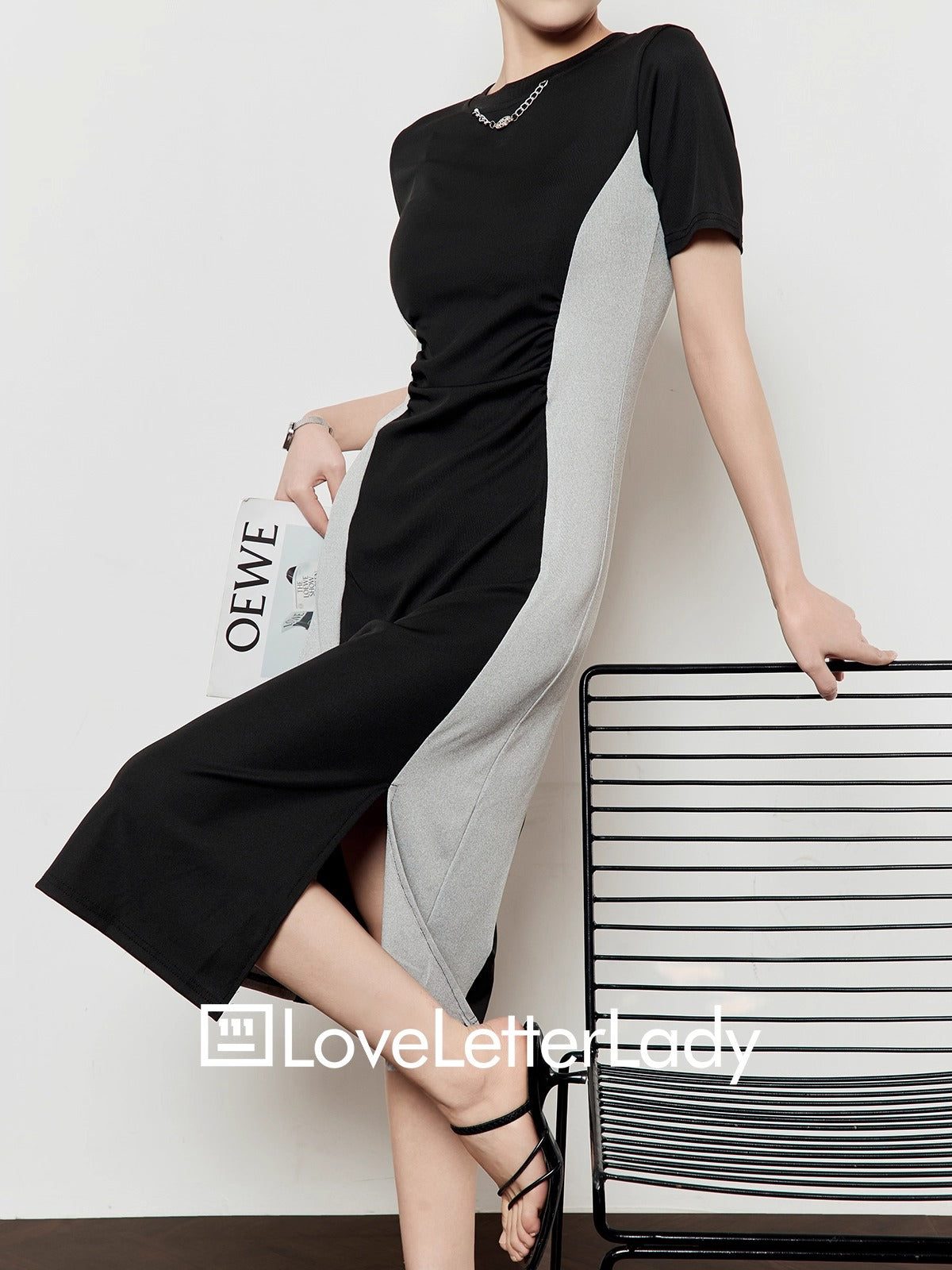 Artistic Color Block Waist T-Shirt Style Elegant Summer Dress
 [ID:0048OP]