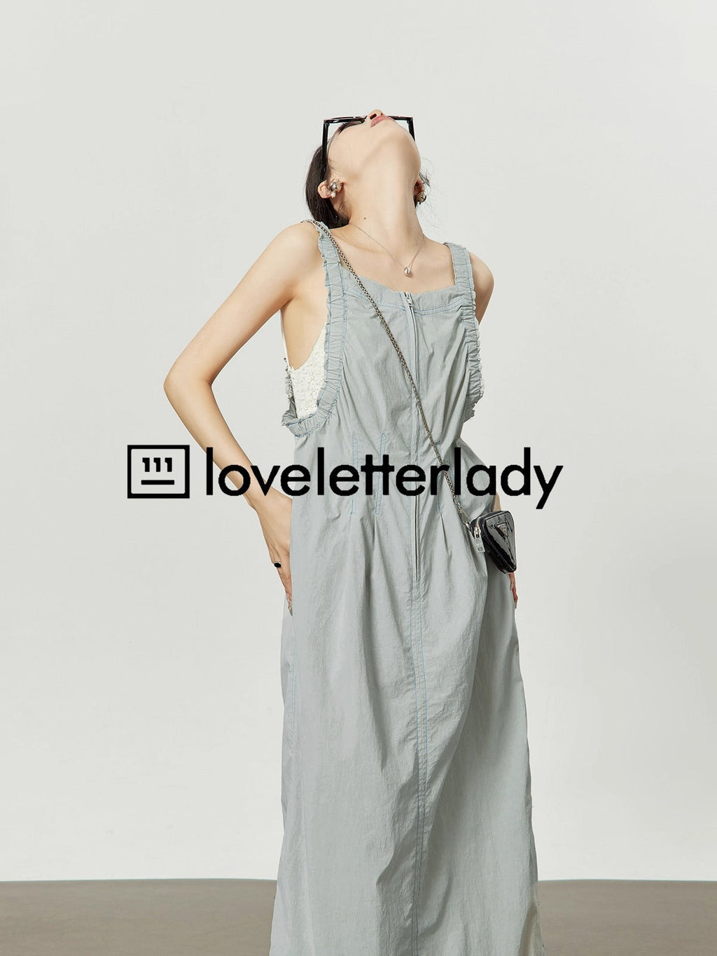 Light Gray Stitch Pleated Utility Style Summer Casual Dress
 [ID:0049OP]