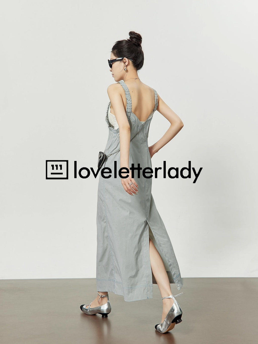 Light Gray Stitch Pleated Utility Style Summer Casual Dress
 [ID:0049OP]