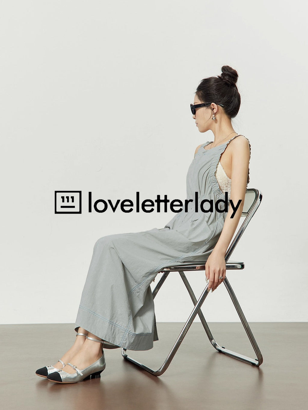 Light Gray Stitch Pleated Utility Style Summer Casual Dress
 [ID:0049OP]