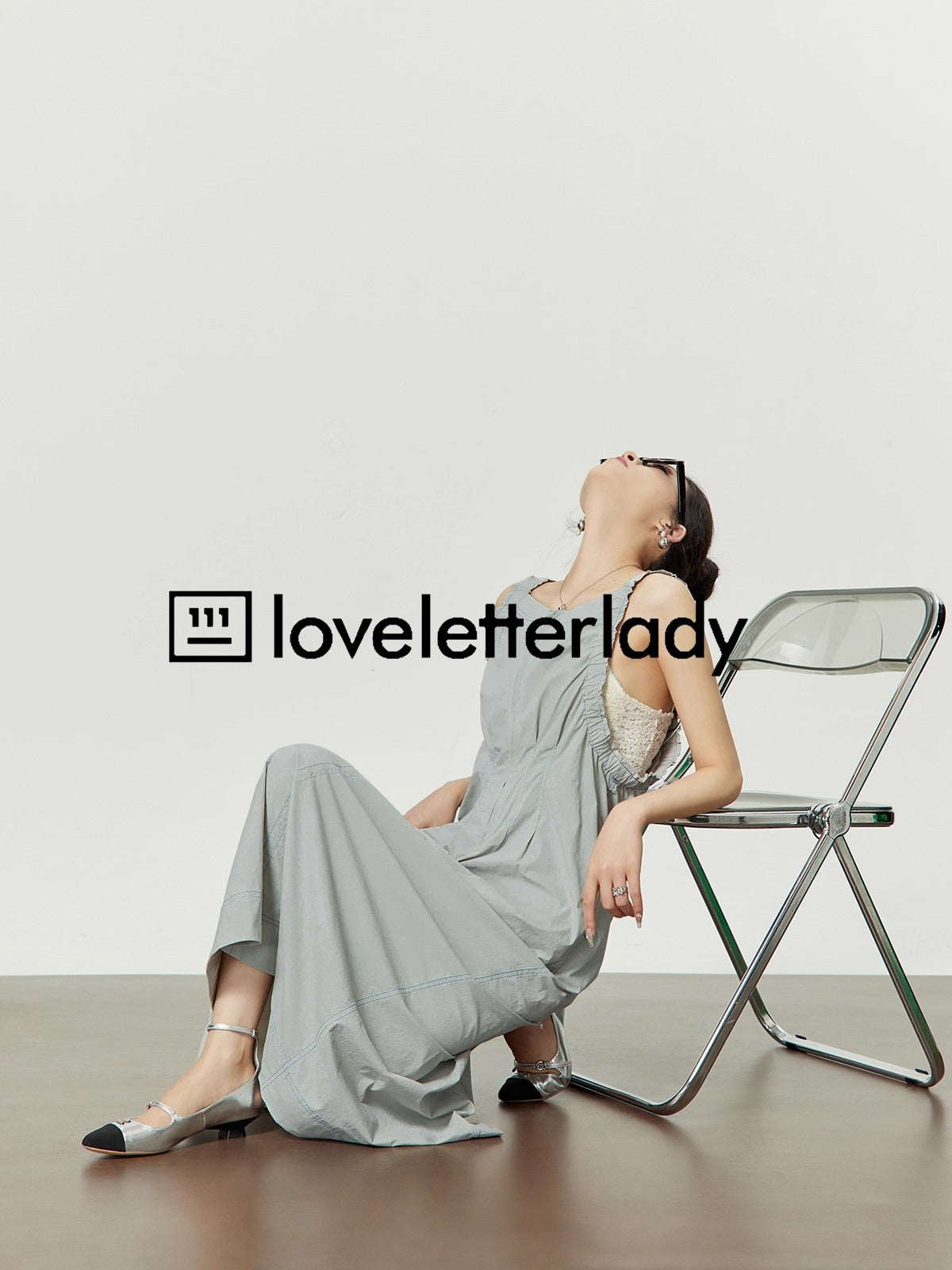 Light Gray Stitch Pleated Utility Style Summer Casual Dress
 [ID:0049OP]