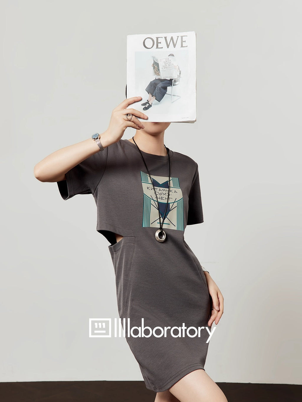Oak Ash Hollow Out Waist T-Shirt Dress for Women 2025 [ID:0051OP]