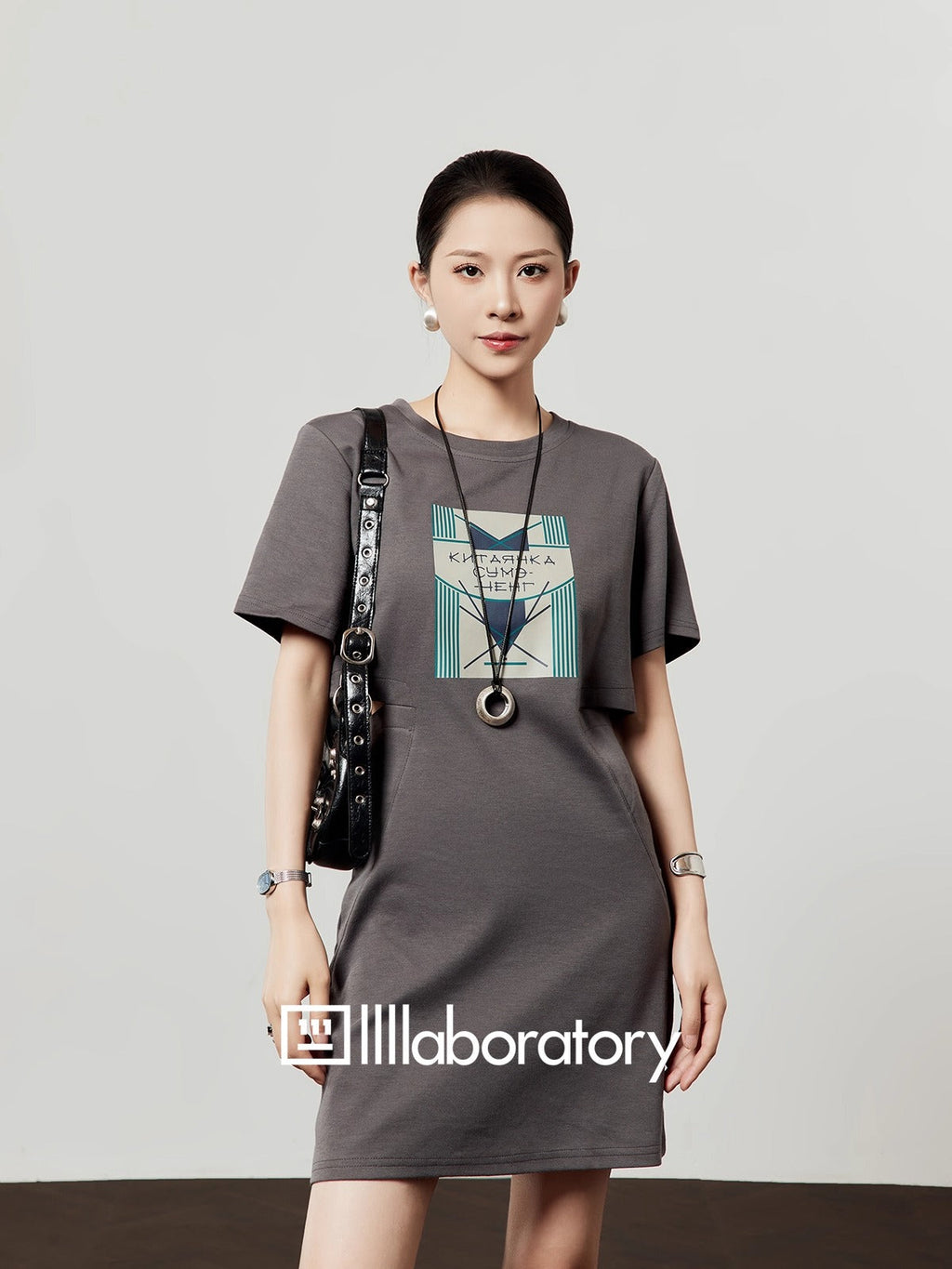 Oak Ash Hollow Out Waist T-Shirt Dress for Women 2025 [ID:0051OP]