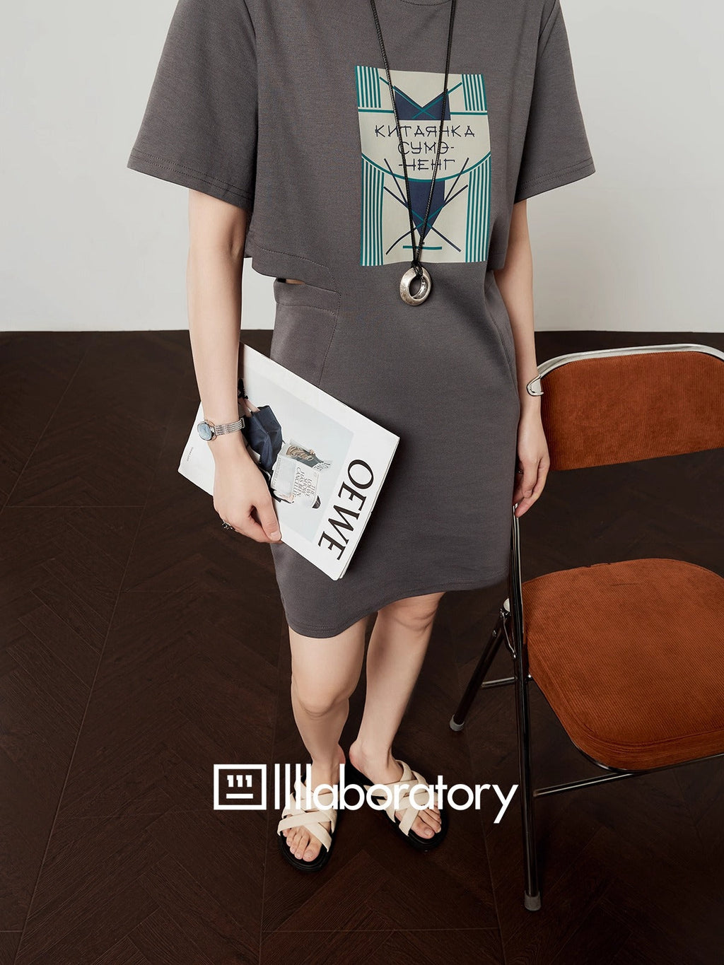 Oak Ash Hollow Out Waist T-Shirt Dress for Women 2025 [ID:0051OP]