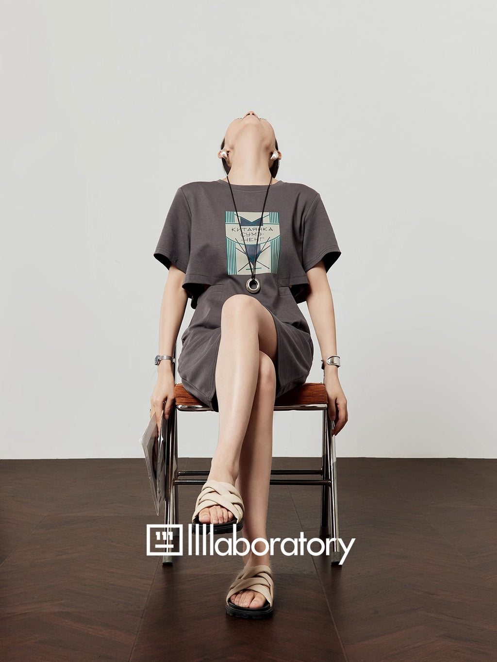 Oak Ash Hollow Out Waist T-Shirt Dress for Women 2025 [ID:0051OP]
