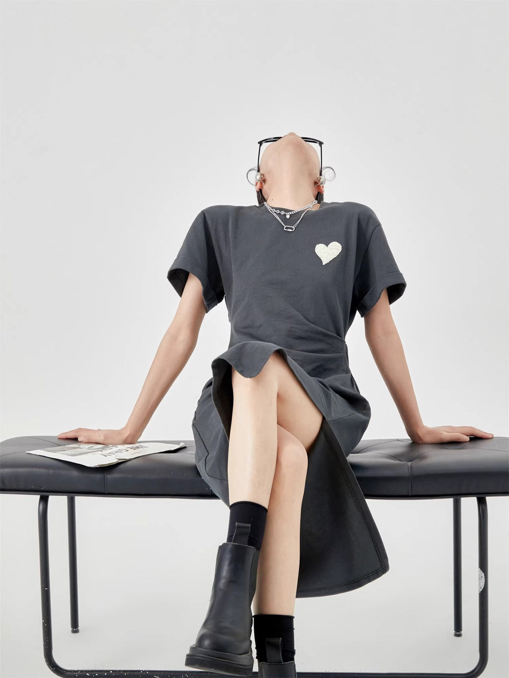 Summer Midi Slim Fit Slit Waist Design Women T-Shirt
 [ID:0052OP]