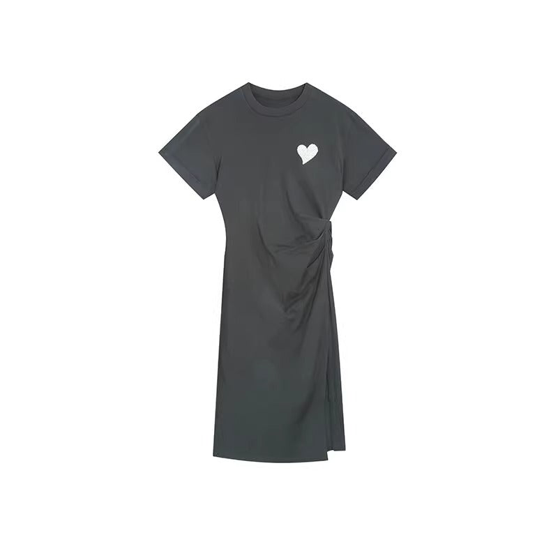 Summer Midi Slim Fit Slit Waist Design Women T-Shirt
 [ID:0052OP]