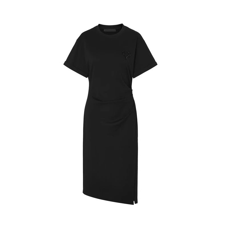 Summer Midi Slim Fit Slit Waist Design Women T-Shirt
 [ID:0052OP]