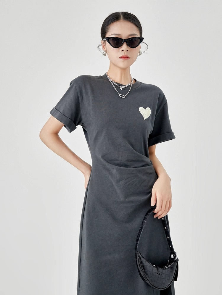 Summer Midi Slim Fit Slit Waist Design Women T-Shirt
 [ID:0052OP]