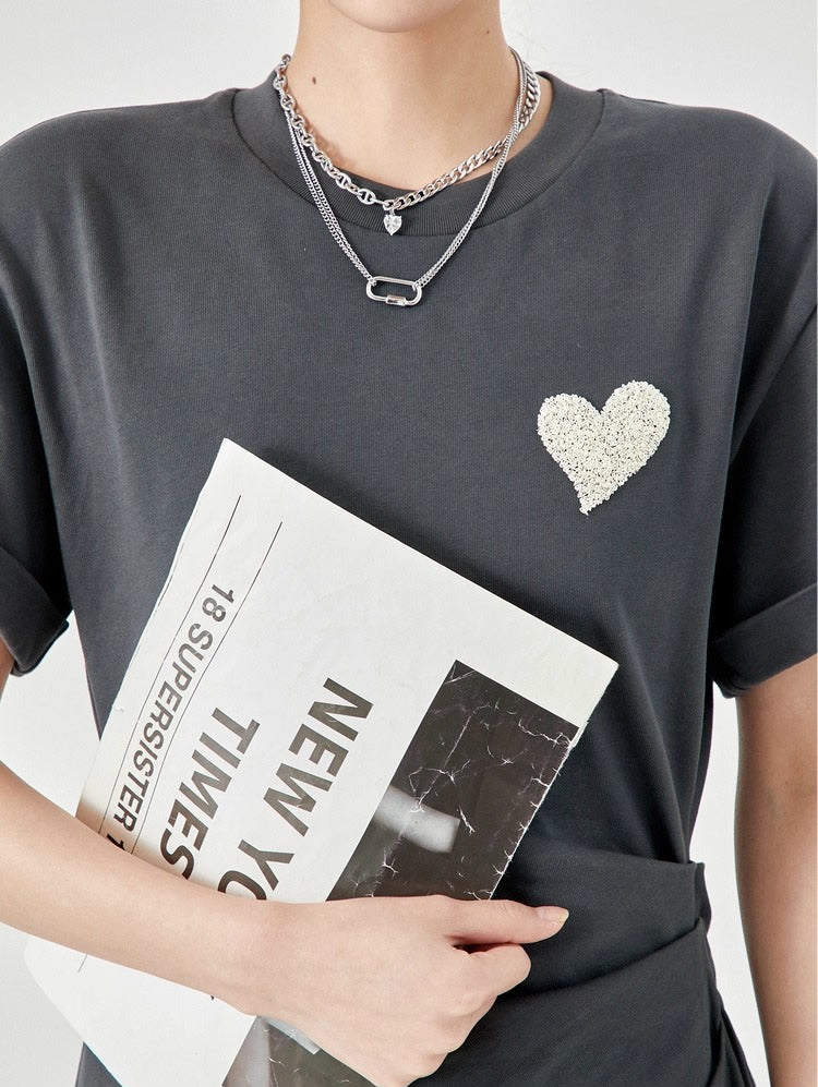 Summer Midi Slim Fit Slit Waist Design Women T-Shirt
 [ID:0052OP]