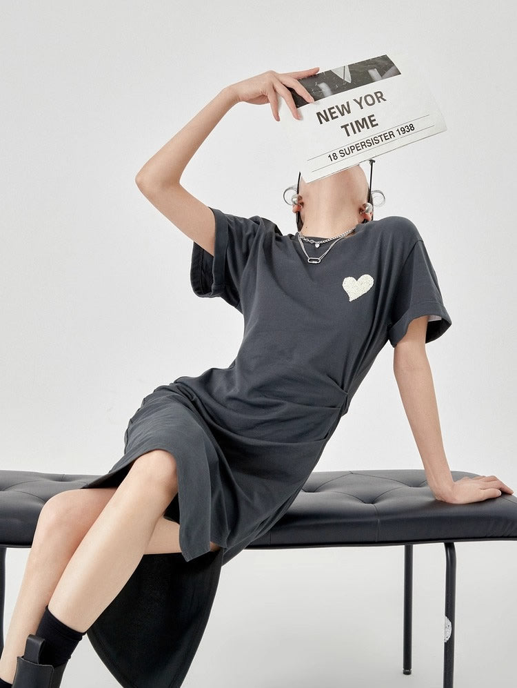 Summer Midi Slim Fit Slit Waist Design Women T-Shirt
 [ID:0052OP]