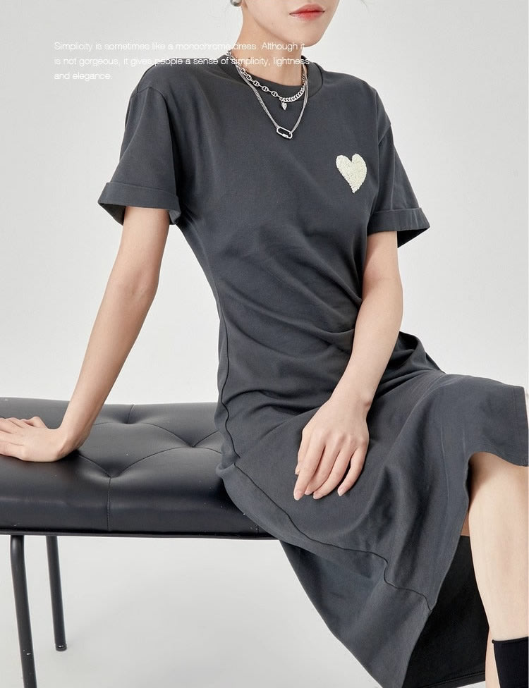 Summer Midi Slim Fit Slit Waist Design Women T-Shirt
 [ID:0052OP]