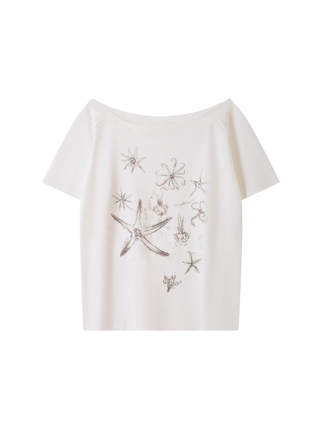 Ballet Style Off Shoulder Short Sleeve Women T-Shirt
 [ID:0054TO]