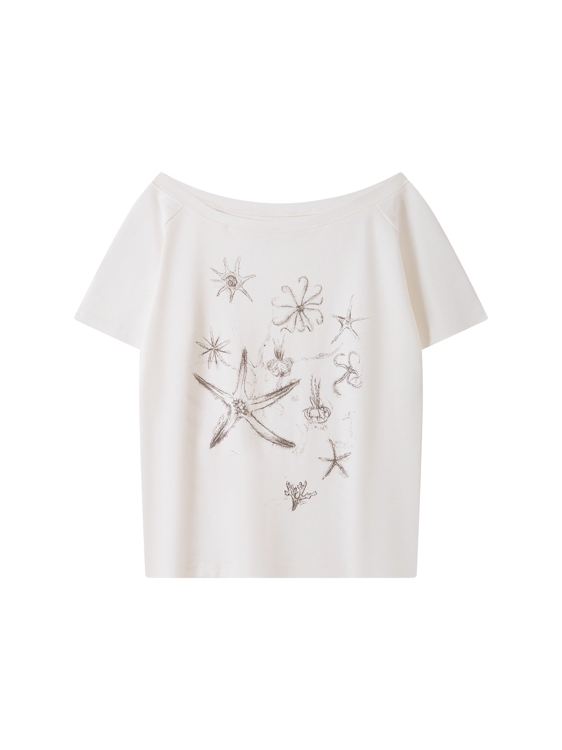 Ballet Style Off Shoulder Short Sleeve Women T-Shirt
 [ID:0054TO]