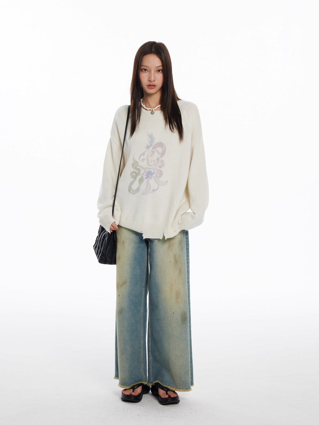 Snake Year Limited Retro Print Knit Women Sweater
 [ID:0055TO]