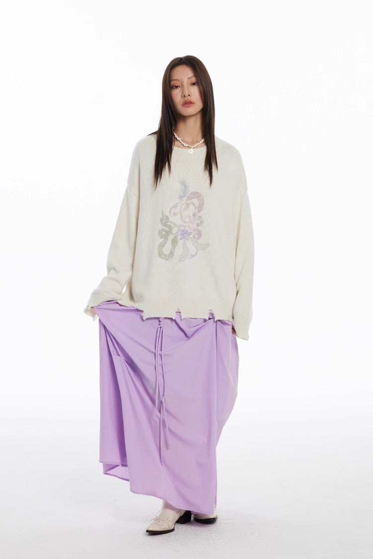Snake Year Limited Retro Print Knit Women Sweater
 [ID:0055TO]