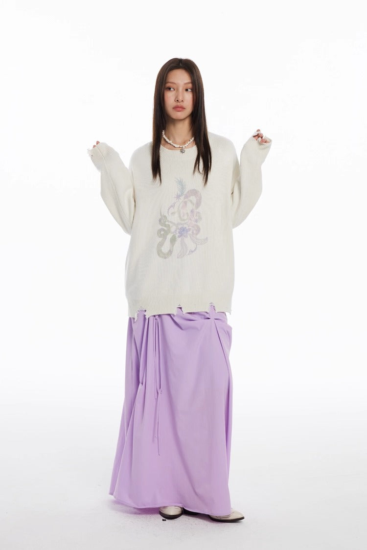 Snake Year Limited Retro Print Knit Women Sweater
 [ID:0055TO]