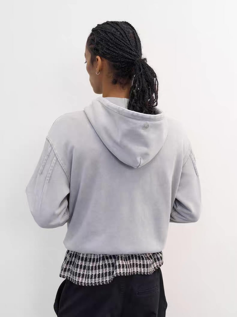 Diagonal Placket Knit Cardigan in Heather Grey