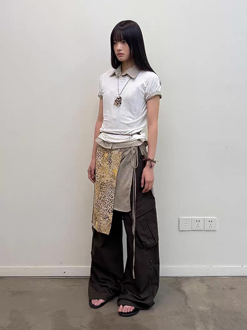 Diagonal Bellows Pocket Trousers in Deep Khaki or Off-White