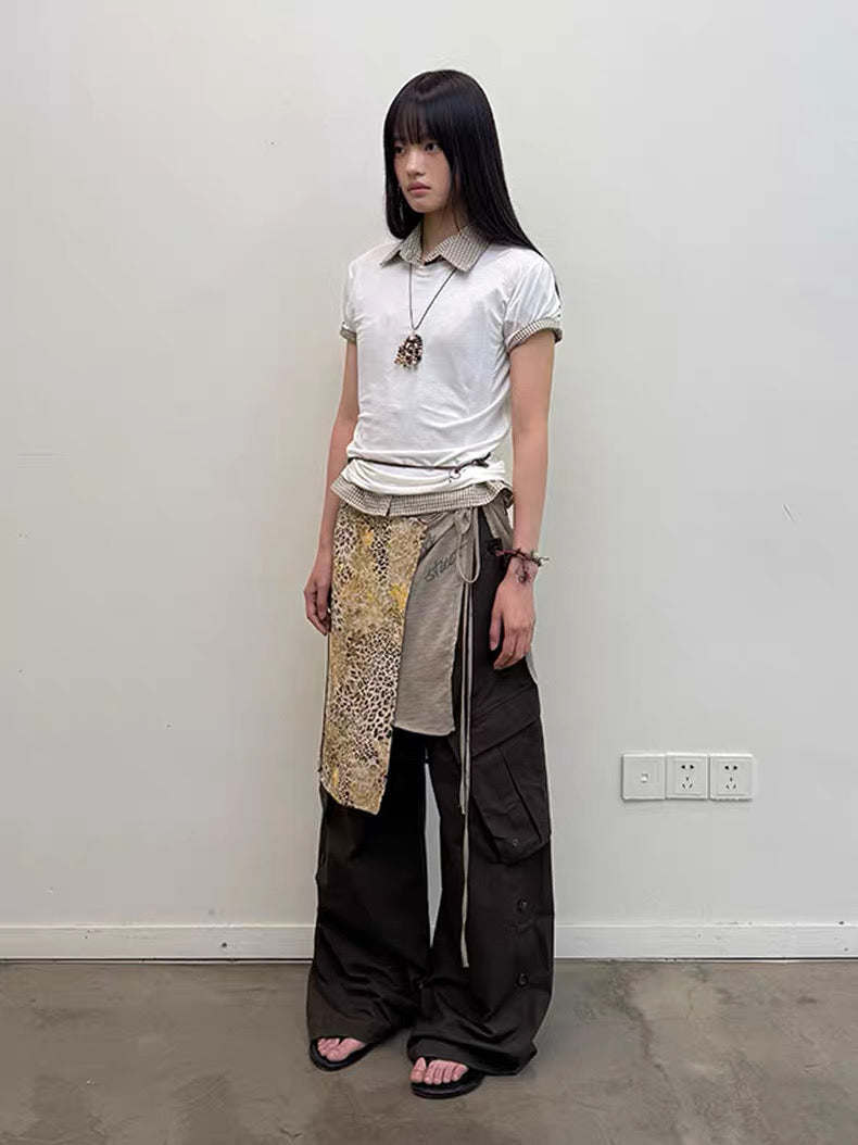 Diagonal Bellows Pocket Trousers in Deep Khaki or Off-White