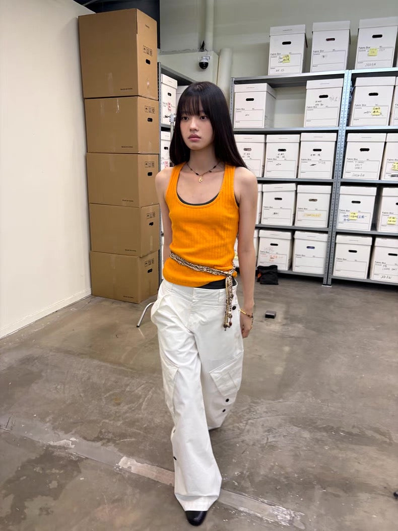 Diagonal Bellows Pocket Trousers in Deep Khaki or Off-White