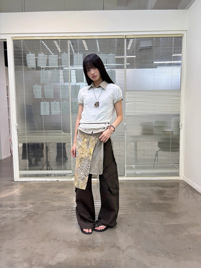 Diagonal Bellows Pocket Trousers in Deep Khaki or Off-White