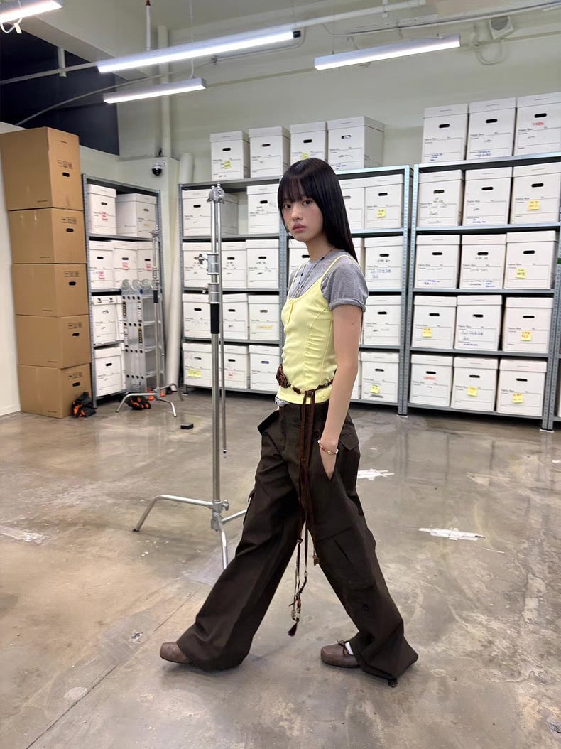 Diagonal Bellows Pocket Trousers in Deep Khaki or Off-White