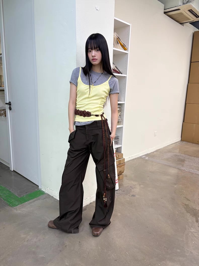 Diagonal Bellows Pocket Trousers in Deep Khaki or Off-White