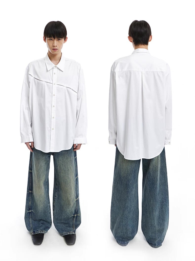 Offset Wave Button-Up Shirt