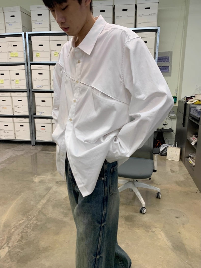 Offset Wave Button-Up Shirt