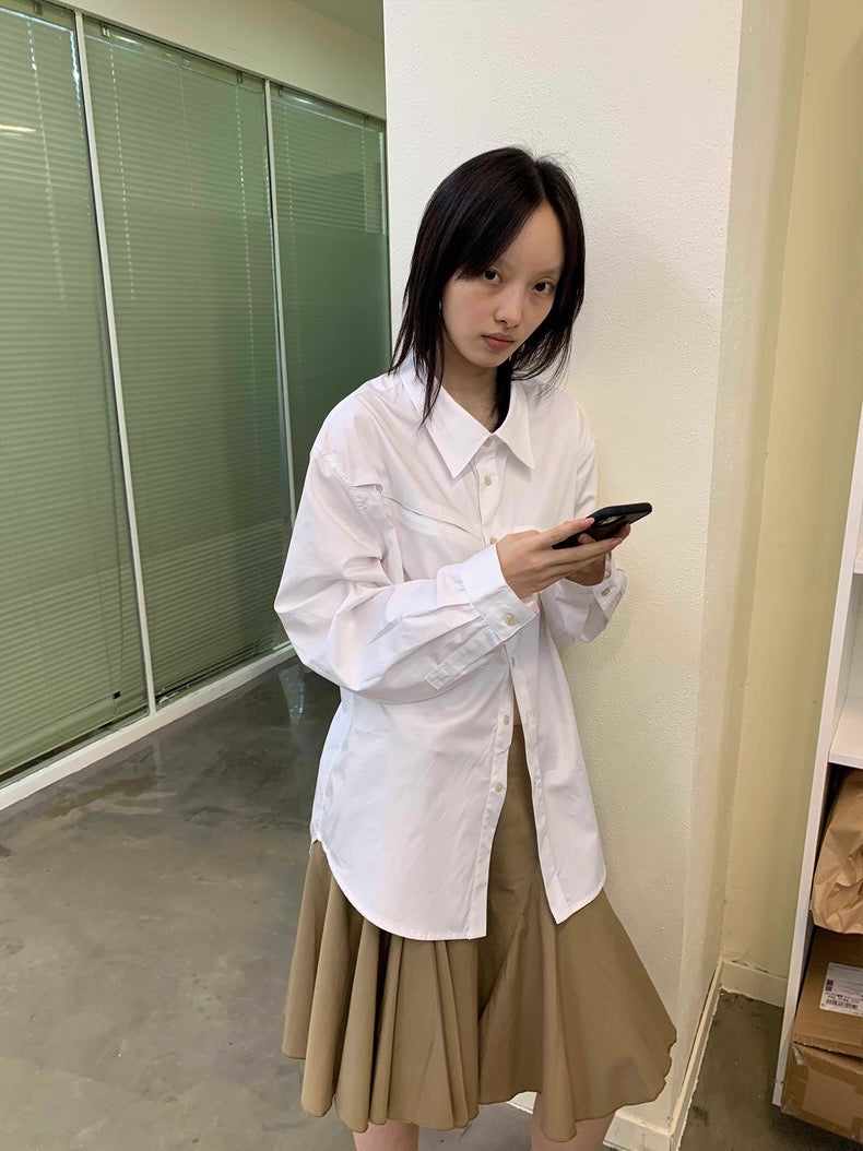 Offset Wave Button-Up Shirt