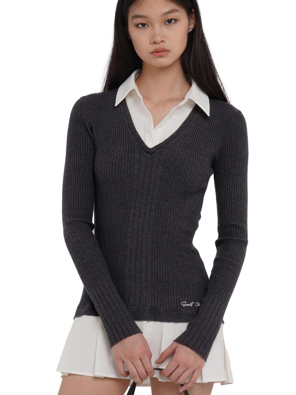 Knitted Shirt With Pleated Skirt Dress