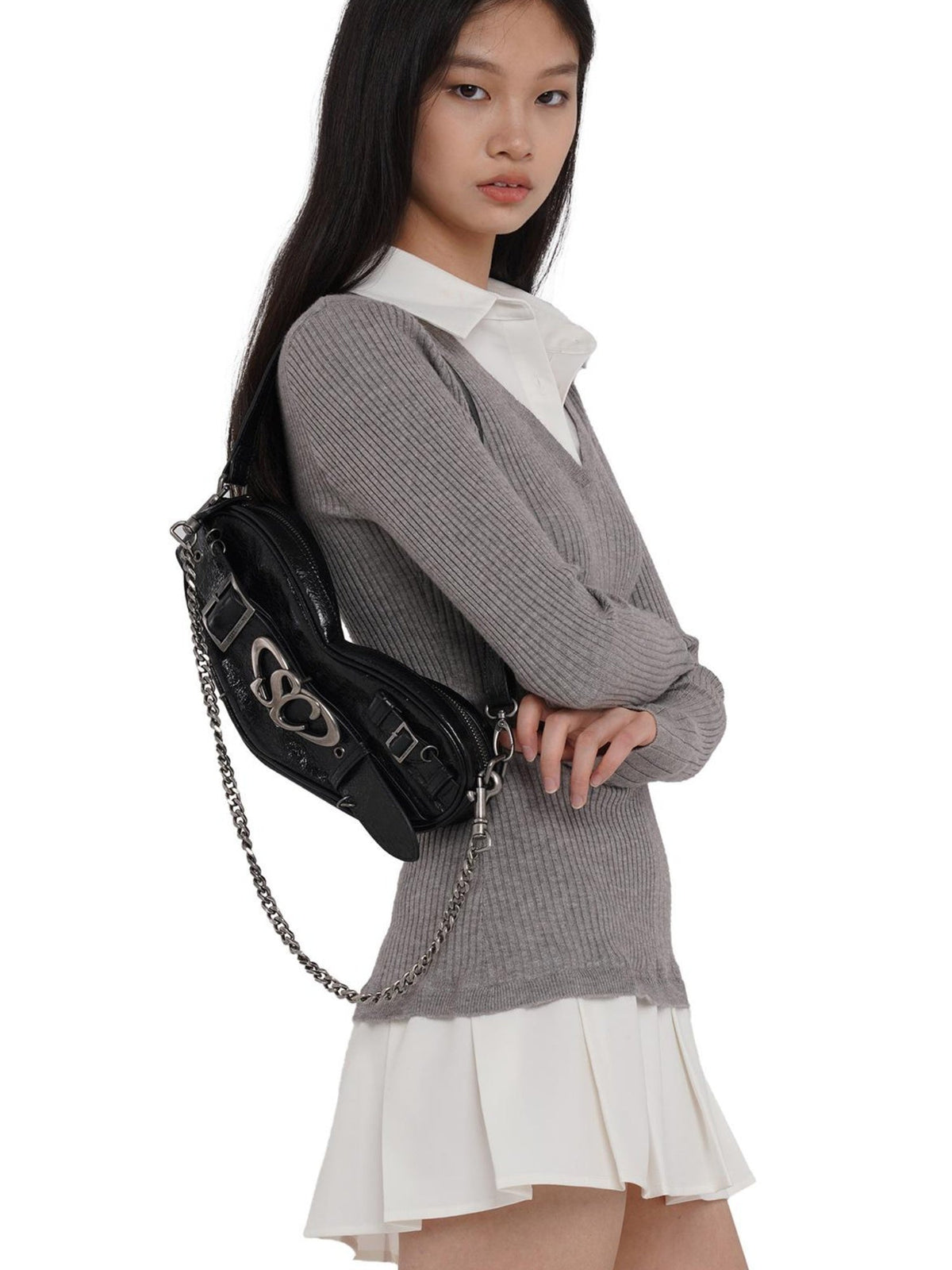 Knitted Shirt With Pleated Skirt Dress