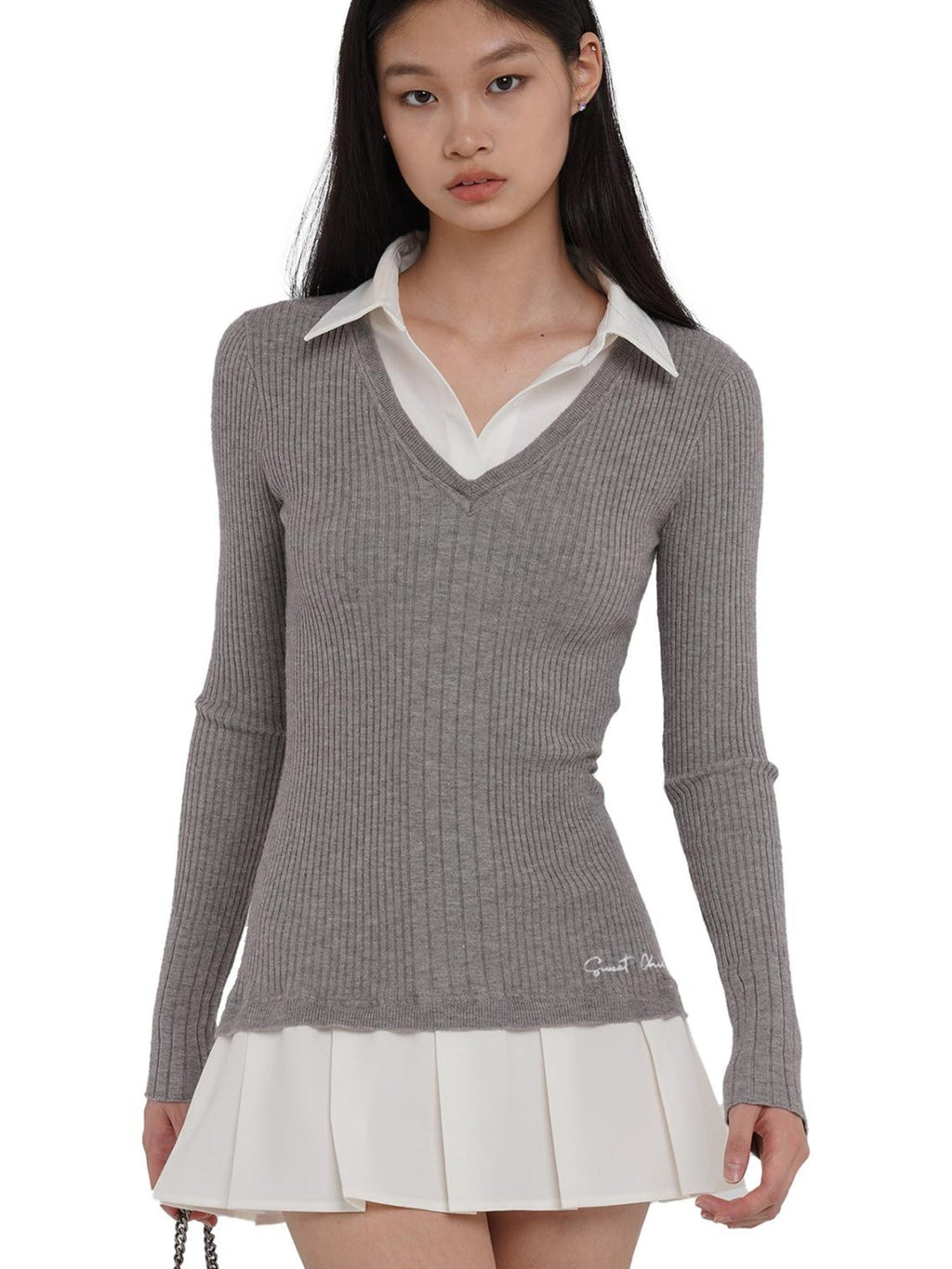 Knitted Shirt With Pleated Skirt Dress