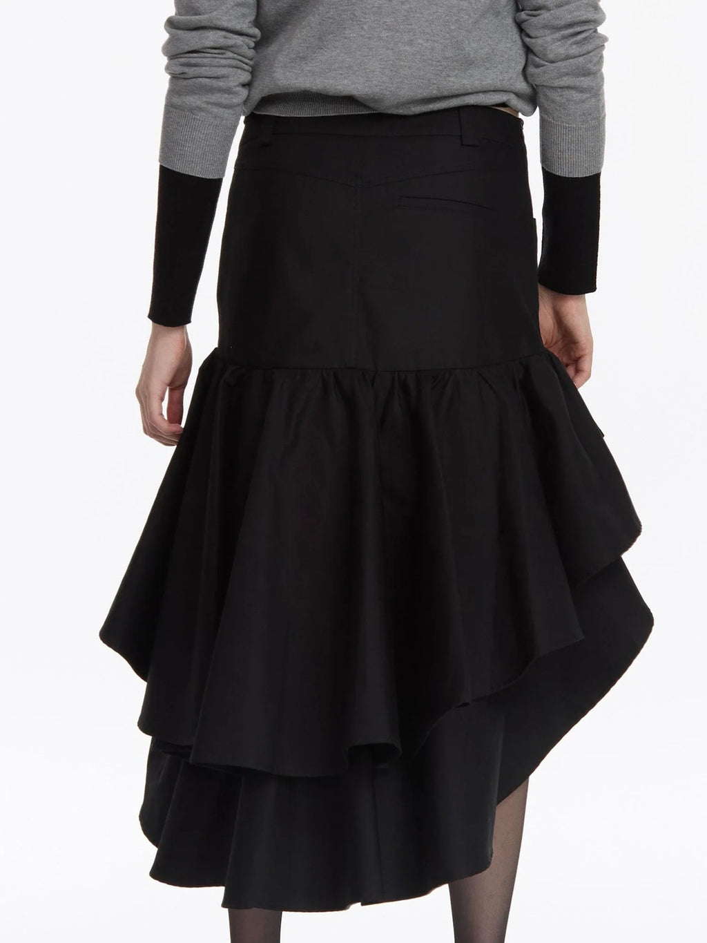 A Line Asymmetrical Ruffle Hem Skirt