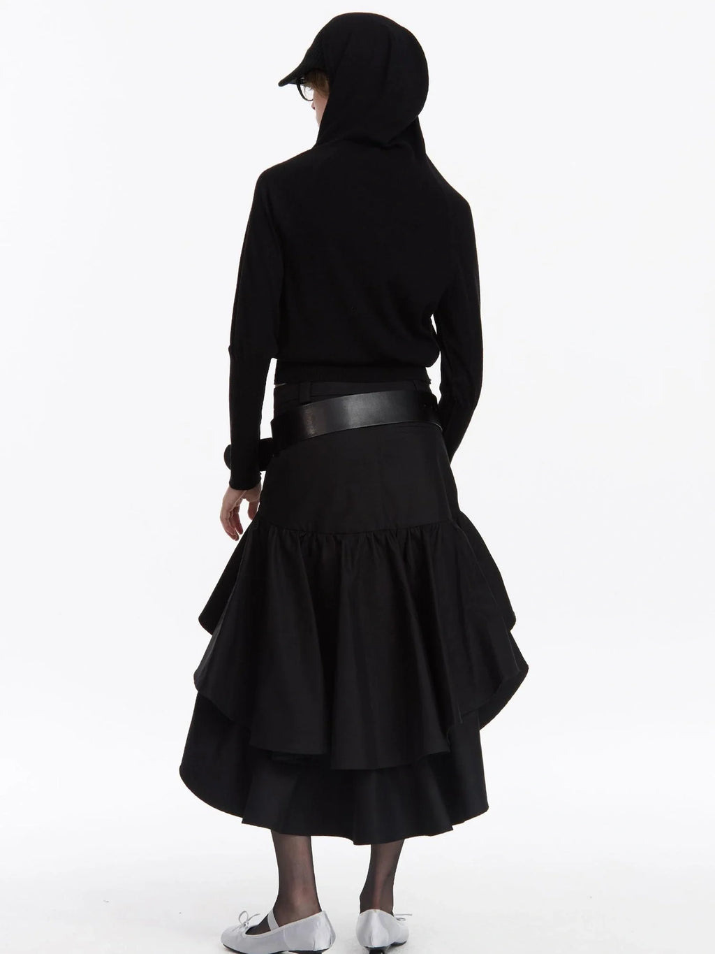 A Line Asymmetrical Ruffle Hem Skirt