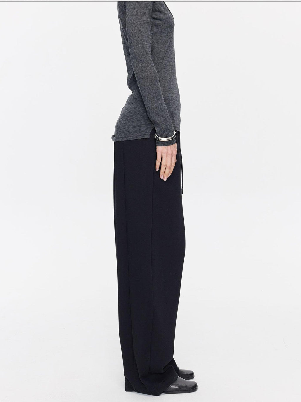 Asymmetrical Curved Cut Wide Leg High Waist Women's Lyocell Cotton Sweatpants