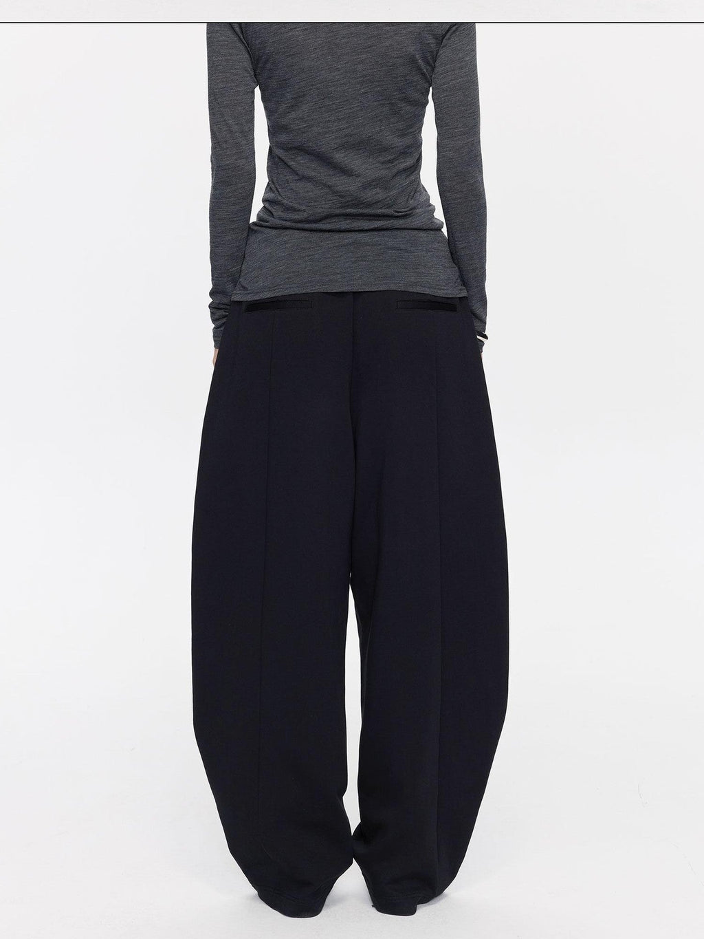 Asymmetrical Curved Cut Wide Leg High Waist Women's Lyocell Cotton Sweatpants