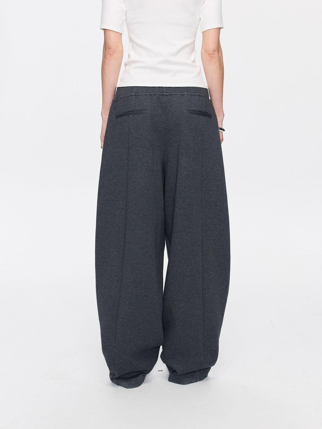 Asymmetrical Curved Cut Wide Leg High Waist Women's Lyocell Cotton Sweatpants