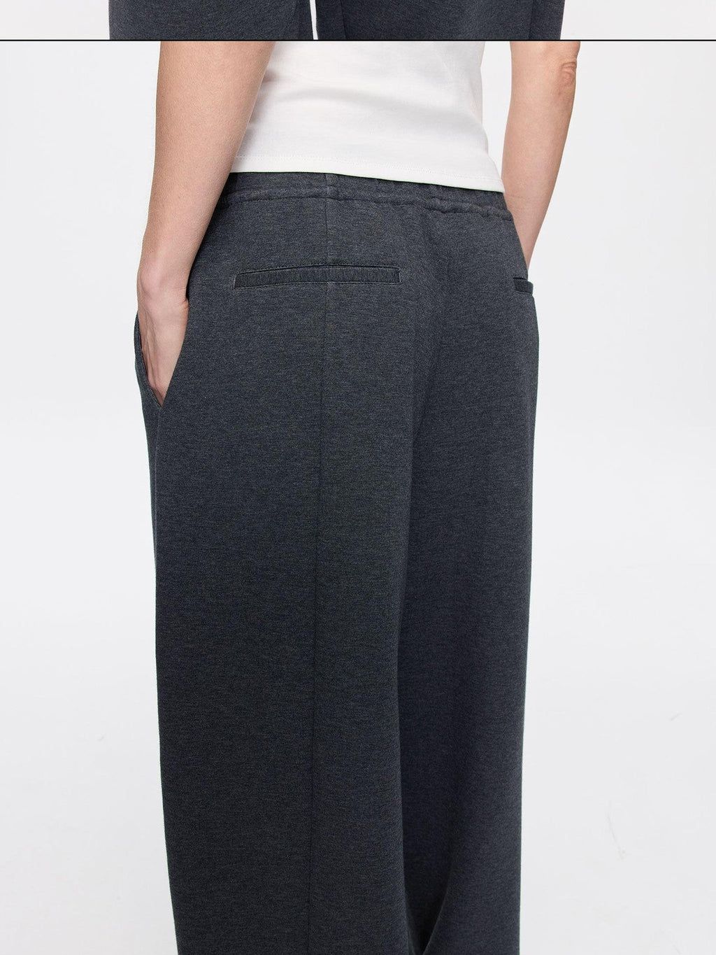Asymmetrical Curved Cut Wide Leg High Waist Women's Lyocell Cotton Sweatpants