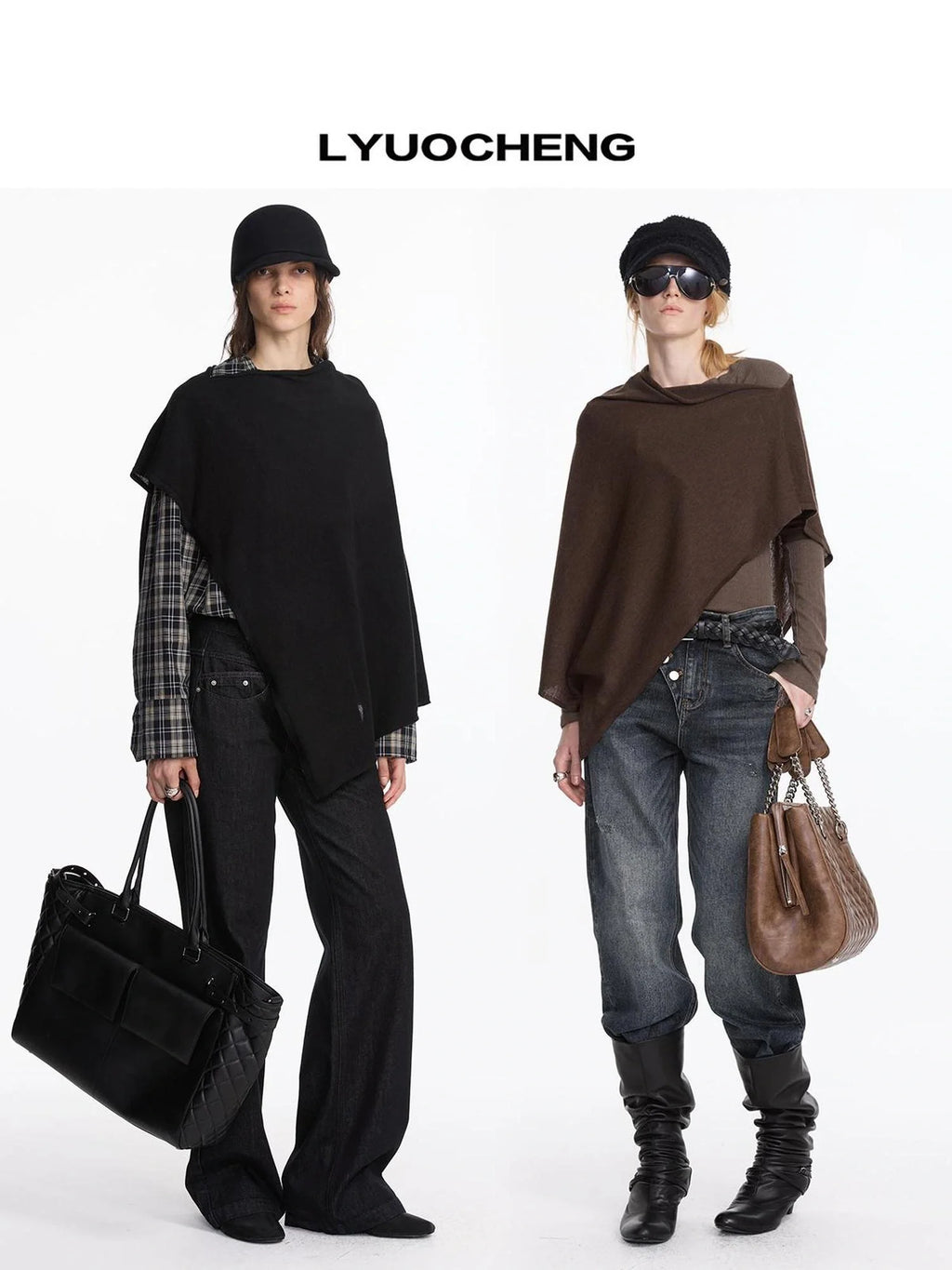 Asymmetrical Wool Blend Draped Cape Top